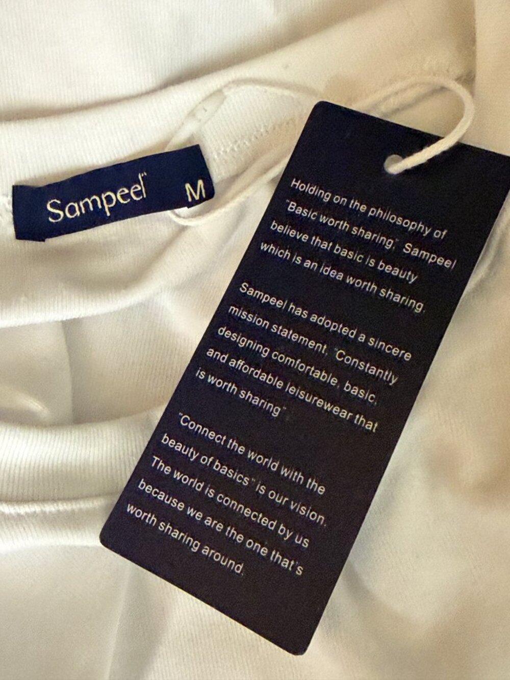 Sampeel Crop T Shirt Knit Top Blouse Crewneck Women White M NWT - Picture 7 of 9